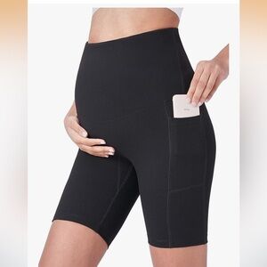 Poshdivah 8” Black Maternity biker Shorts
